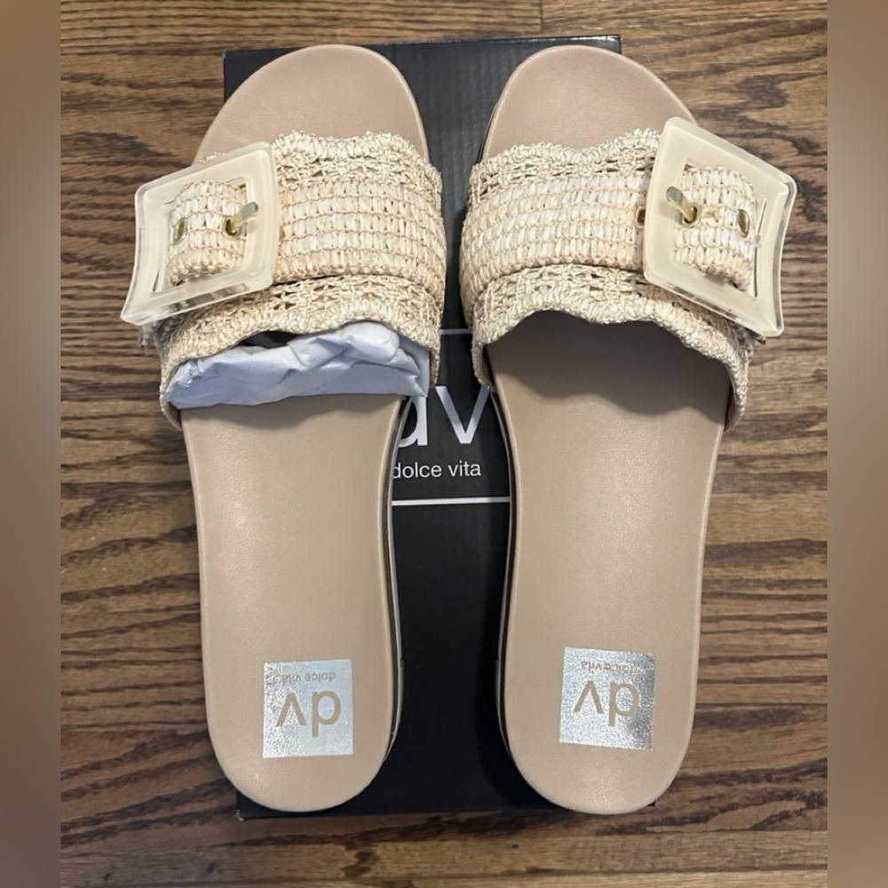 NEW DV By Dolce Vita Women’s Caster Slide Sandal Natural Size 9 NIB